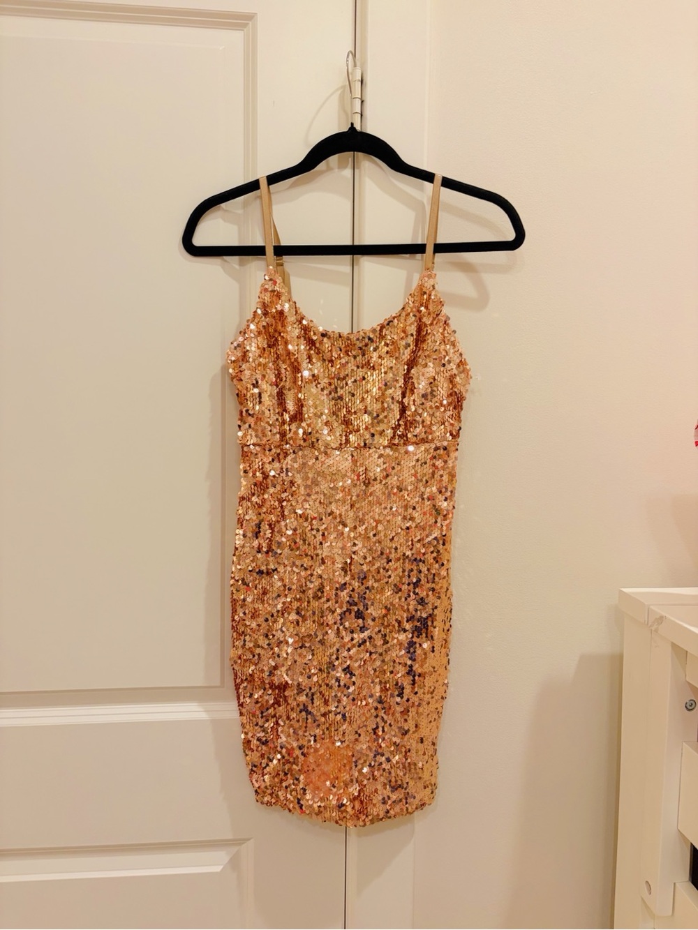 GOLD SEQUENCE MINI DRESS
